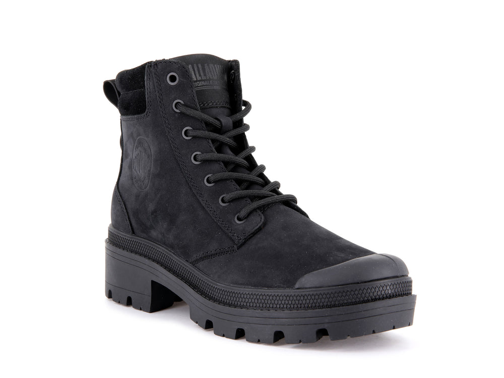 Botas Palladium PALLABASE HI CUFF WP Mujer Negras | Chile-30856