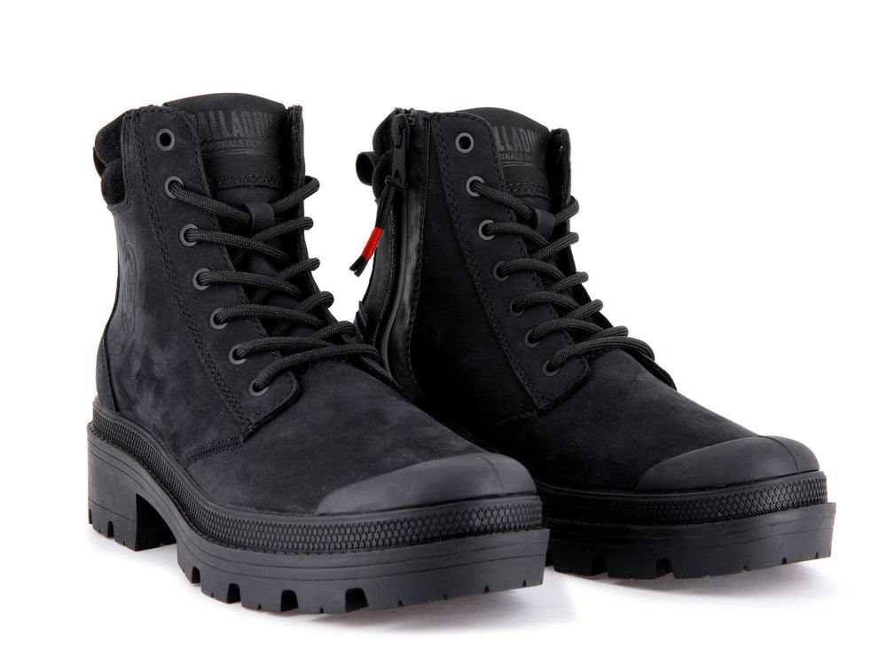 Botas Palladium PALLABASE HI CUFF WP Mujer Negras | Chile-30856