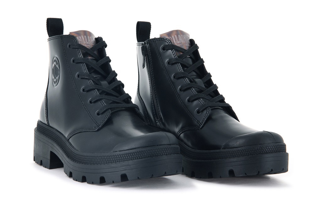 Botas Palladium PALLABASE HI OFF-1 Mujer Negras | Chile-90562