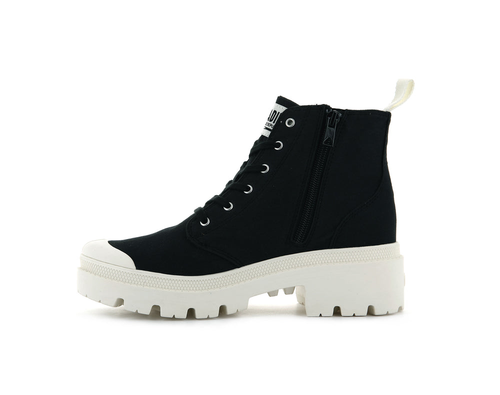 Botas Palladium PALLABASE TWILL Mujer Negras | Chile-38965