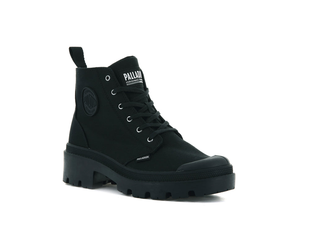 Botas Palladium PALLABASE TWILL Mujer Negras | Chile-62498