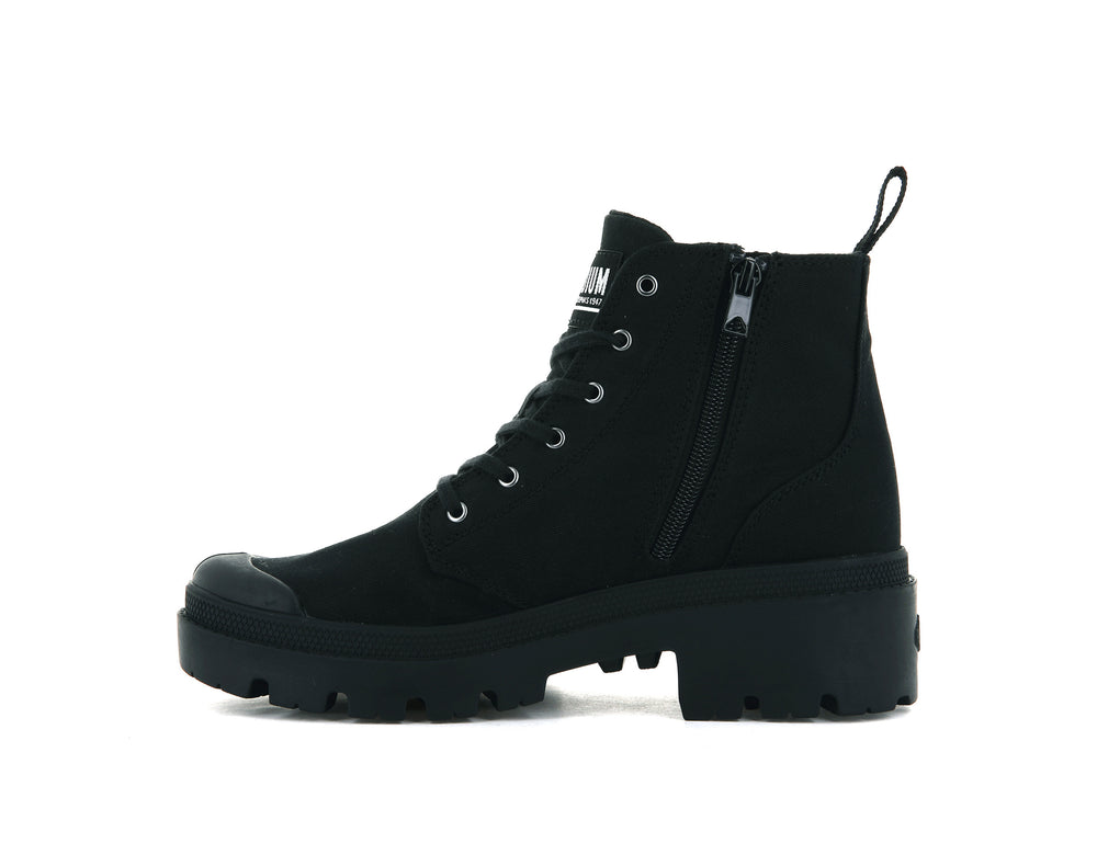 Botas Palladium PALLABASE TWILL Mujer Negras | Chile-62498