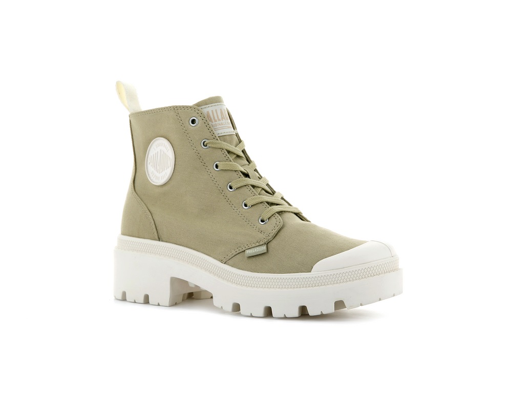 Botas Palladium PALLABASE TWILL Mujer Taupe | Chile-48901