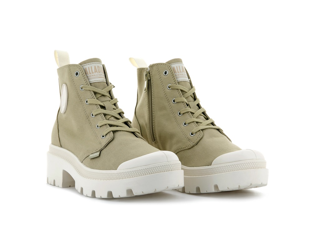 Botas Palladium PALLABASE TWILL Mujer Taupe | Chile-48901