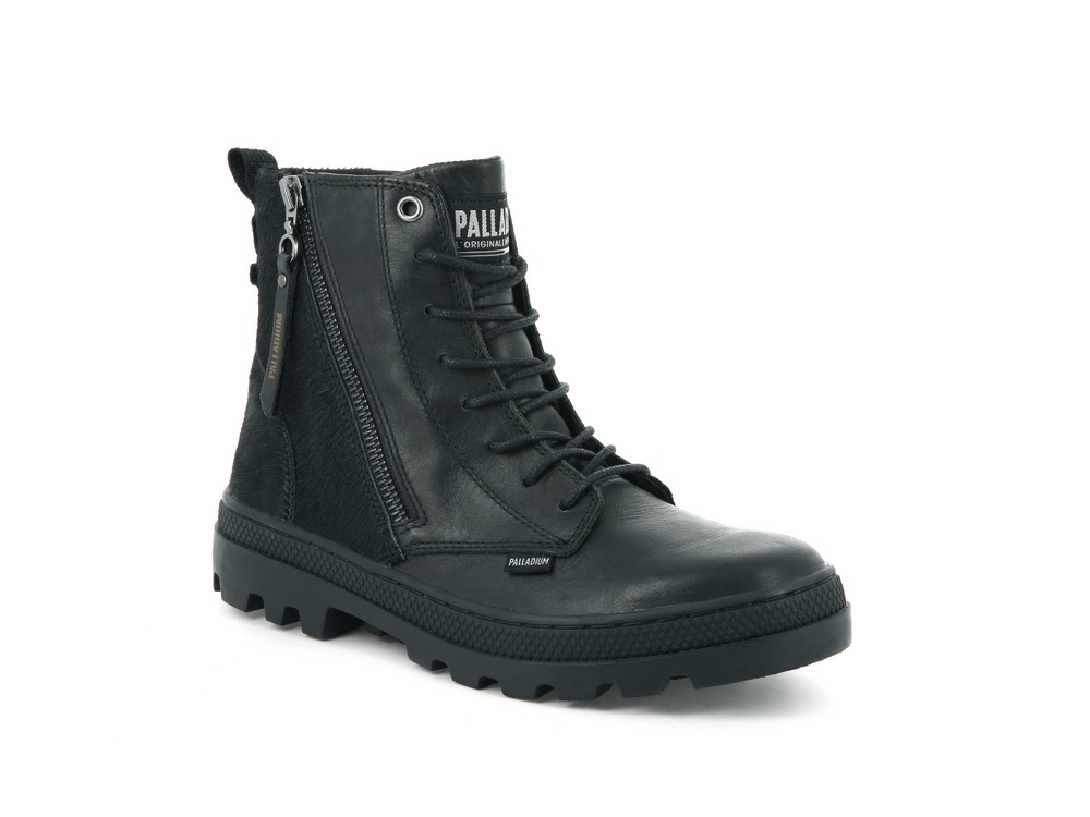 Botas Palladium PALLABOSSE HI ZIP Mujer Negras | Chile-68390