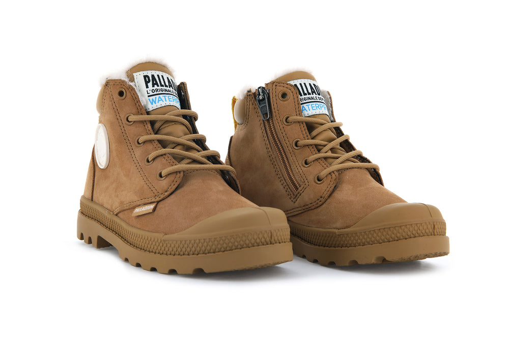 Botas Palladium PAMPA HI CUFF WPS OZ Niños Marrones | Chile-06238