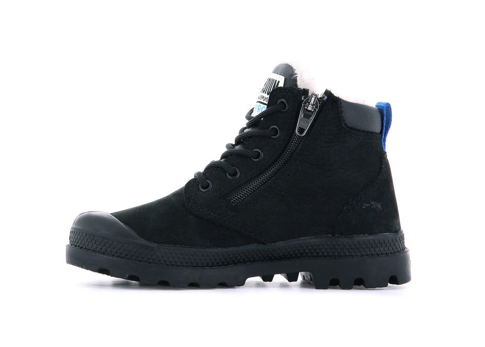 Botas Palladium PAMPA HI CUFF WPS OZ Niños Negras | Chile-75904