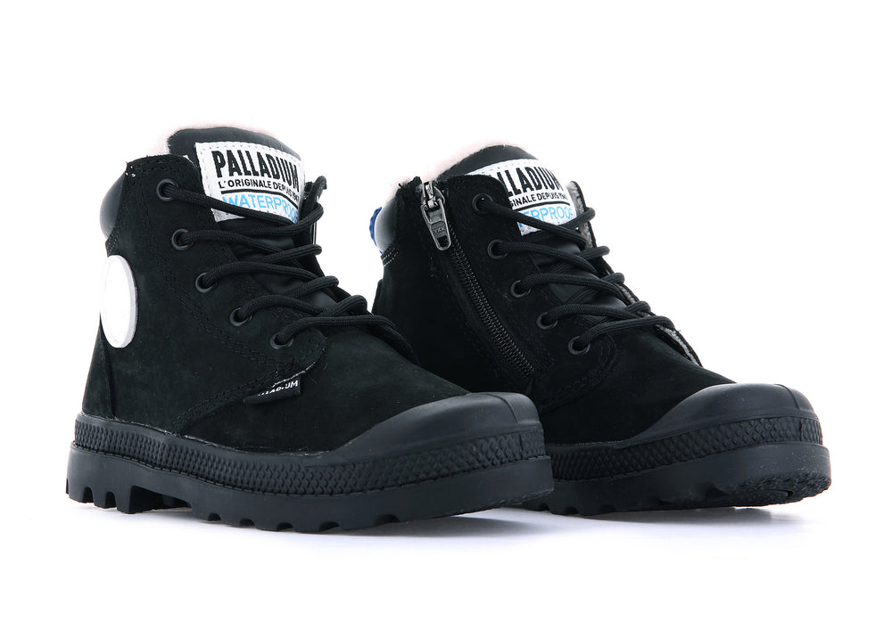 Botas Palladium PAMPA HI CUFF WPS OZ Niños Negras | Chile-75904