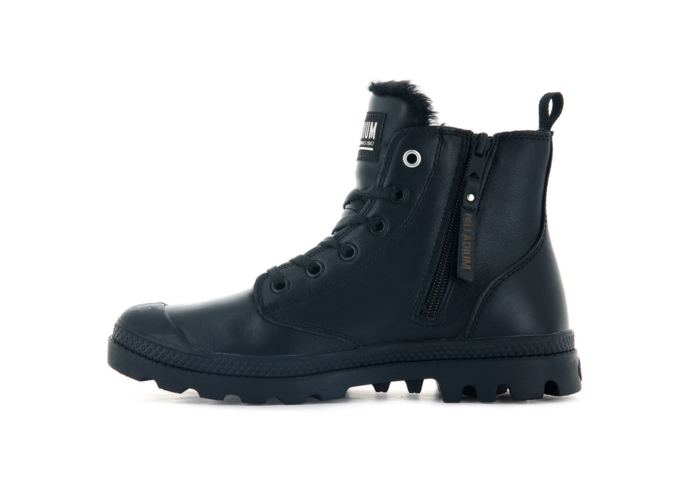 Botas Palladium PAMPA HI ZIP LEATHER S Mujer Negras | Chile-31278