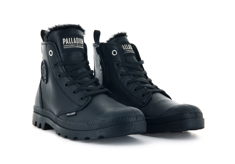 Botas Palladium PAMPA HI ZIP LEATHER S Mujer Negras | Chile-31278