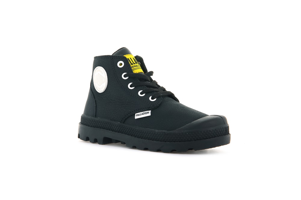 Botas Palladium PAMPA MID LTH ZIP Niños Negras | Chile-39452