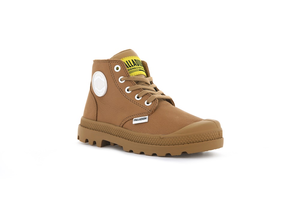 Botas Palladium PAMPA MID LTH ZIP Niños Marrones | Chile-63507