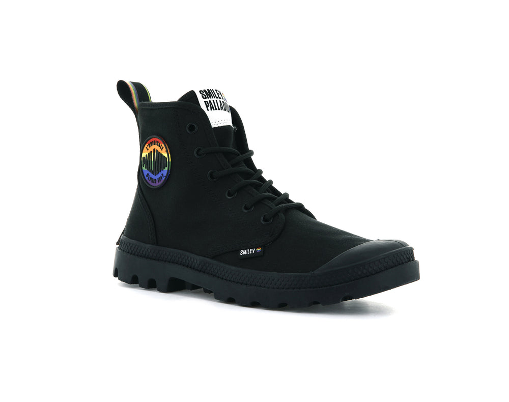 Botas Palladium PAMPA SMILEY PRIDE Hombre Negras | Chile-87340