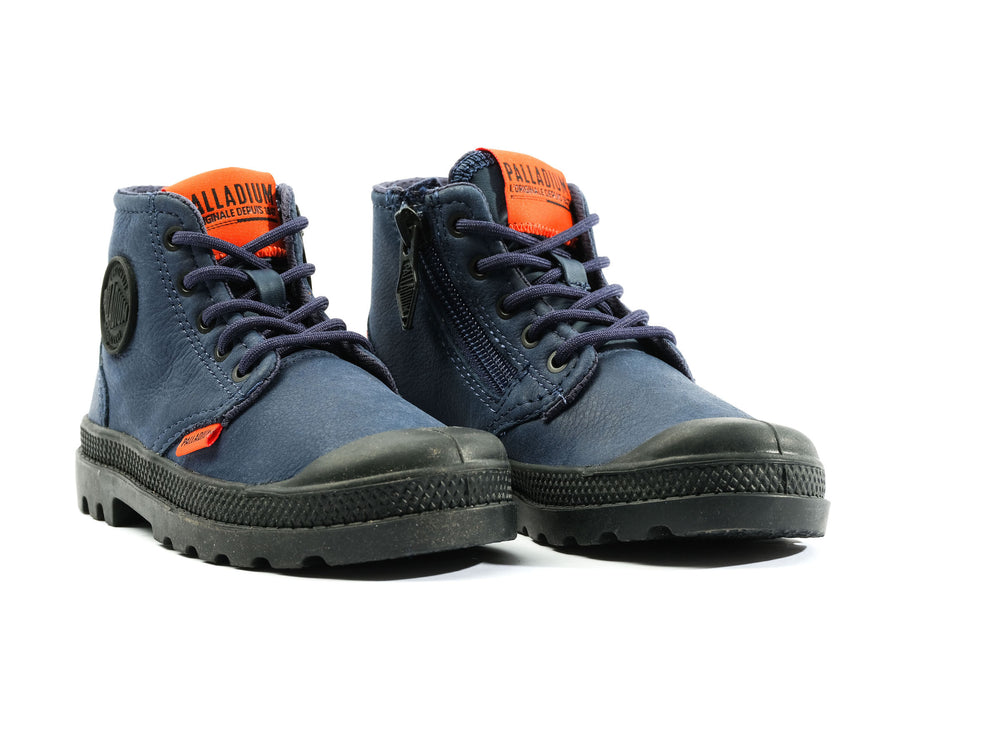 Botas Palladium PAMPA SUPPLY LEATHER Niños Indigo | Chile-36907