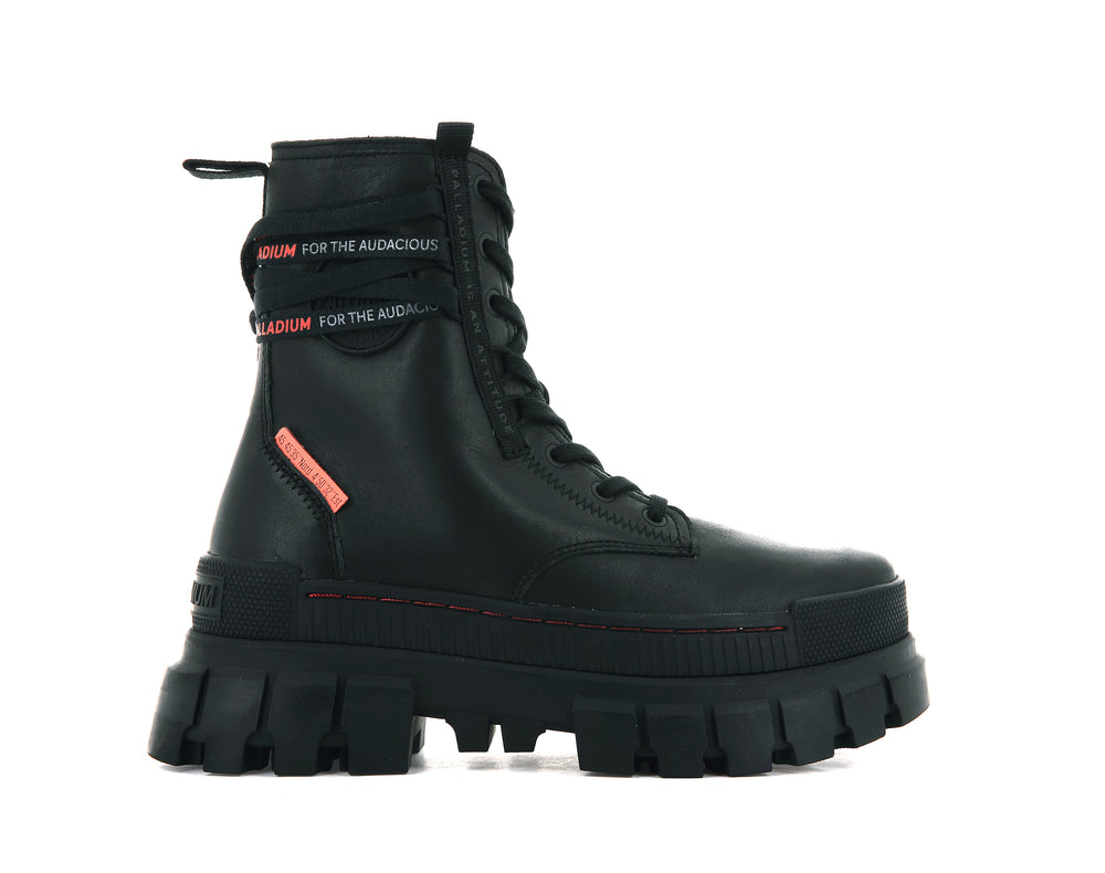 Botas Palladium REVOLT BOOT LEATHER Mujer Negras | Chile-83972