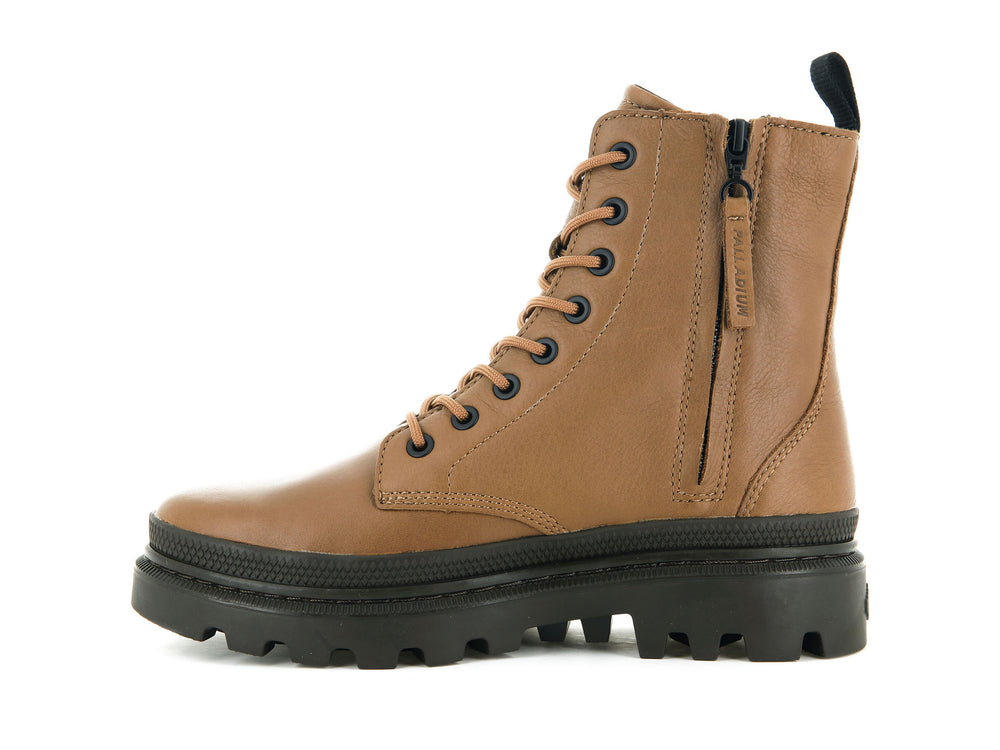 Botas de Invierno Palladium PALLATROOPER OFF LEATHER Mujer Marrones | Chile-06495