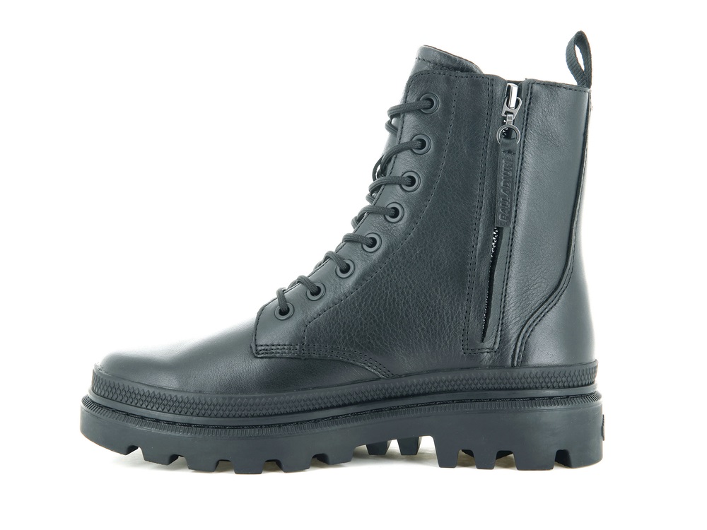 Botas de Invierno Palladium PALLATROOPER OFF LEATHER Mujer Negras | Chile-51248