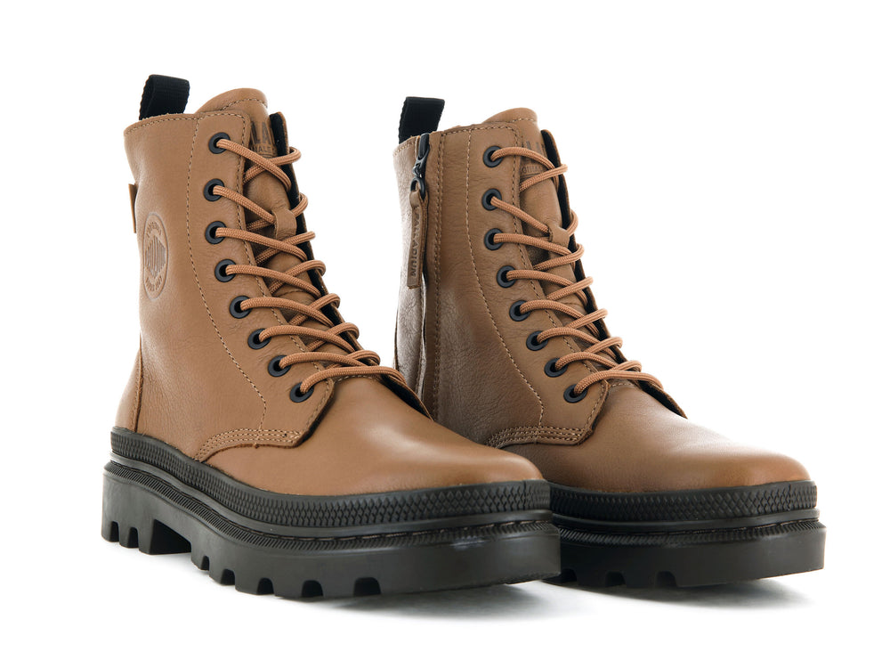 Botas de Invierno Palladium PALLATROOPER OFF LEATHER Hombre Marrones | Chile-93807