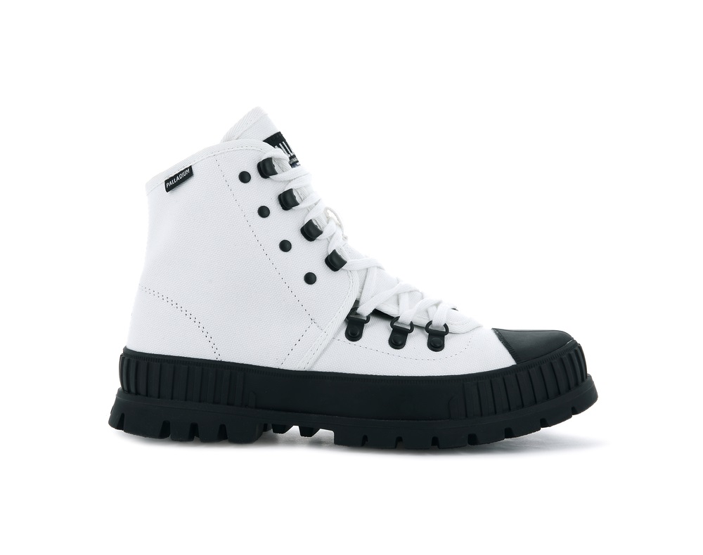 Zapatillas Palladium PALLASHOCK HKR HI Hombre Blancas Negras | Chile-97514