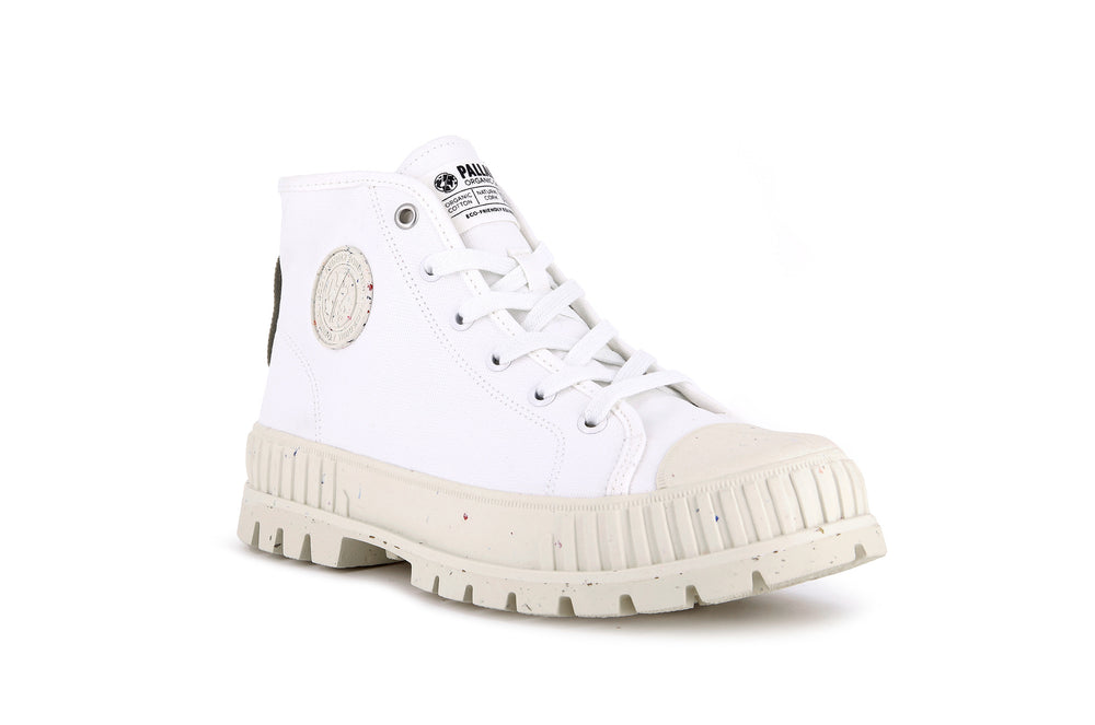 Zapatillas Palladium PALLASHOCK MID ORGANIC Hombre Blancas | Chile-05841