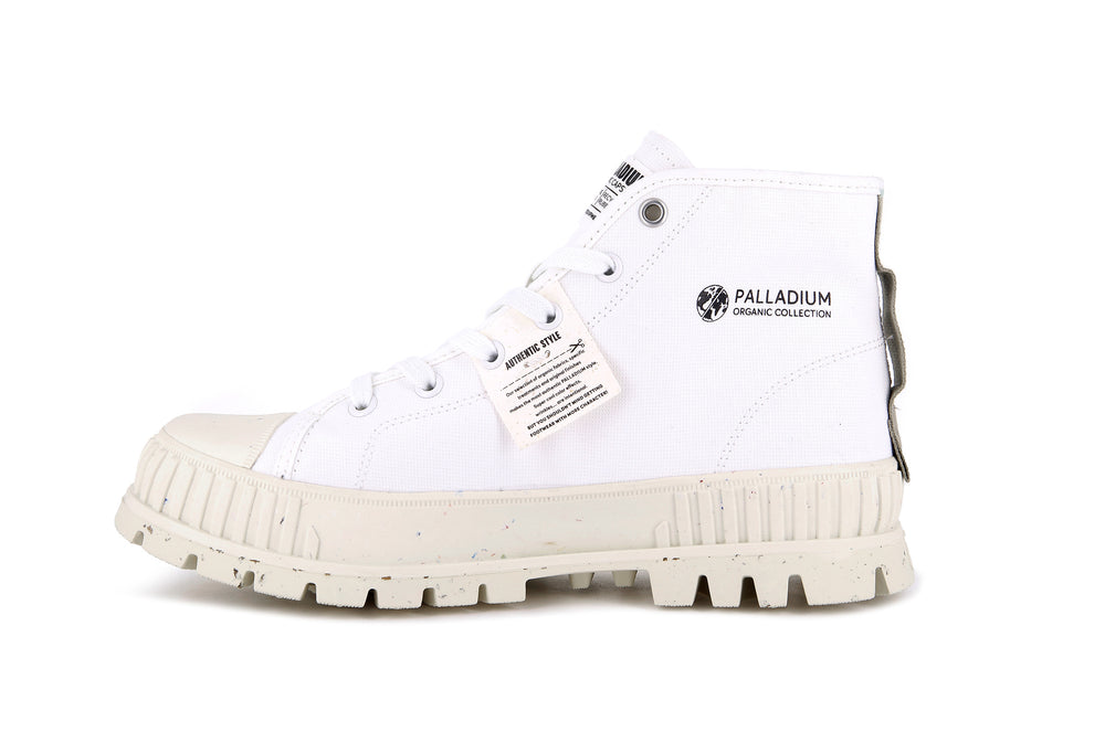 Zapatillas Palladium PALLASHOCK MID ORGANIC Hombre Blancas | Chile-05841