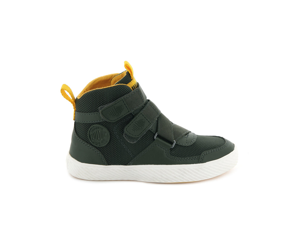 Zapatillas Palladium PALLASTREET MID ST Niños Verde Oliva Doradas | Chile-30278