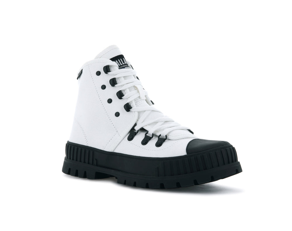 Zapatos Altas Palladium PALLASHOCK HKR HI Hombre Blancas Negras | Chile-39628