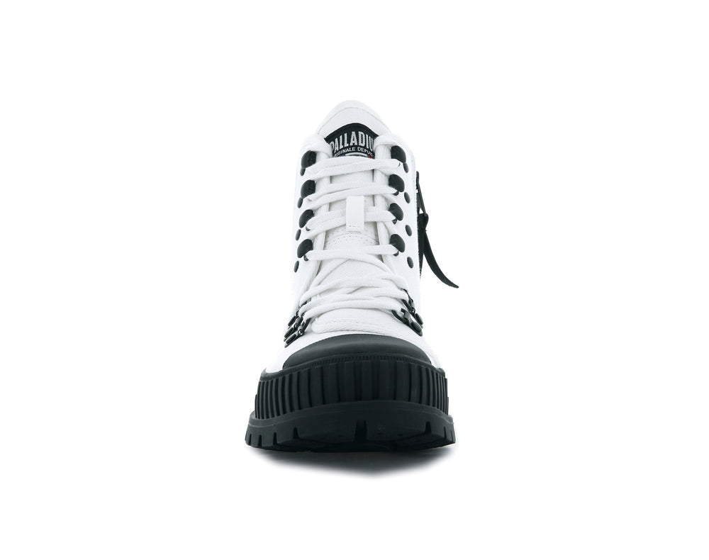 Zapatos Altas Palladium PALLASHOCK HKR HI Hombre Blancas Negras | Chile-39628