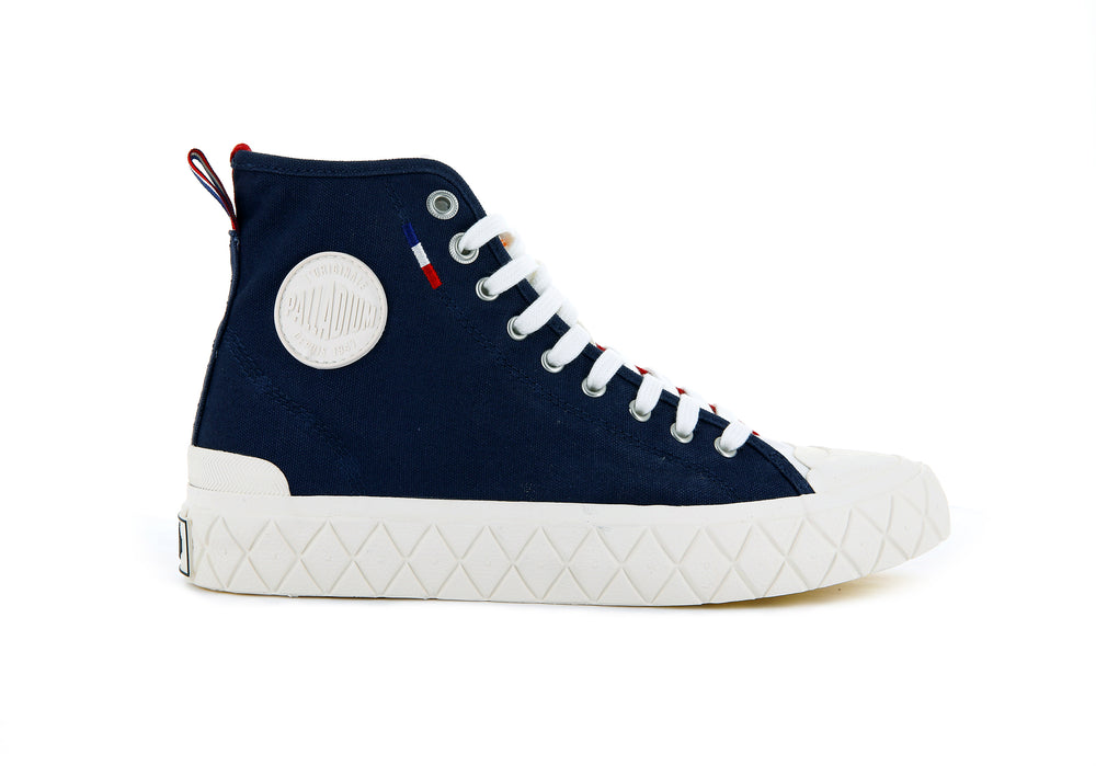 Zapatos Altas Palladium PALLA ACE CANVAS MID Mujer Indigo Rojas | Chile-08956