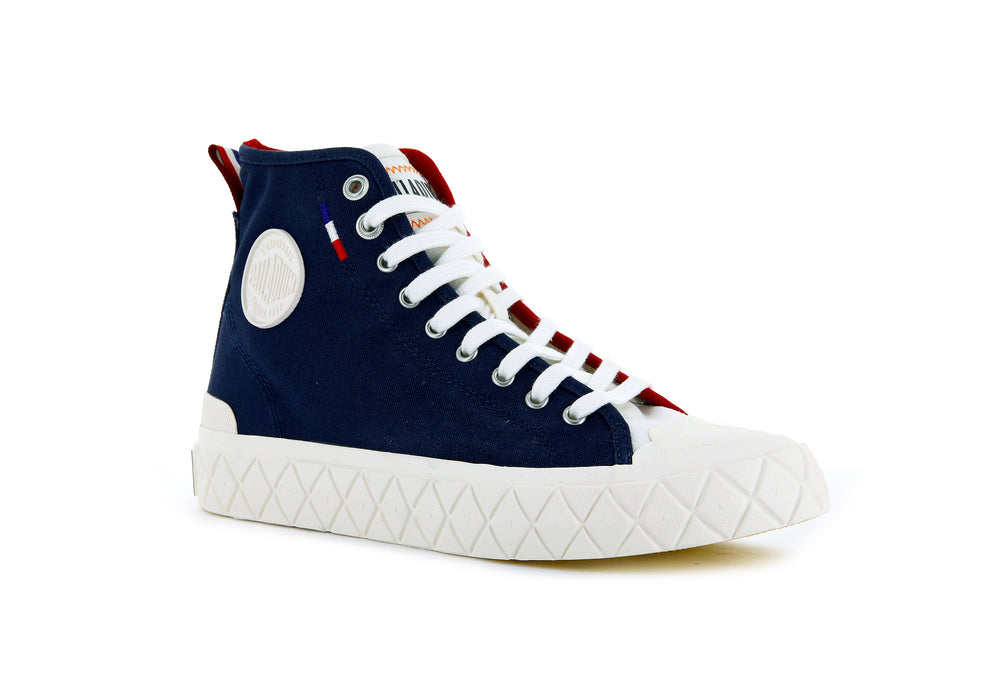 Zapatos Altas Palladium PALLA ACE CANVAS MID Hombre Indigo Rojas | Chile-15769