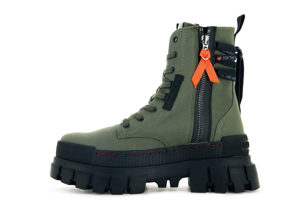 Zapatos Altas Palladium REVOLT BOOT TX Mujer Verde Oliva | Chile-36287