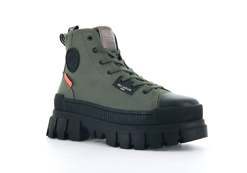 Zapatos Altas Palladium REVOLT HI TX Mujer Verde Oliva | Chile-47136