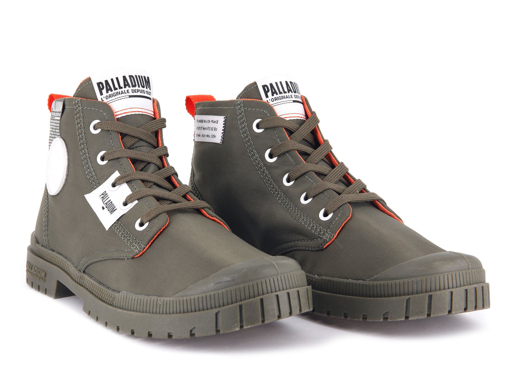 Zapatos Altas Palladium SP20 OVERLAB Hombre Verde Oliva | Chile-10672