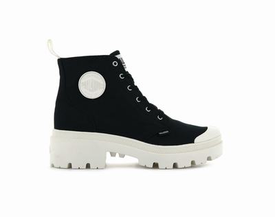 Botas Palladium PALLABASE TWILL Mujer Negras | Chile-38965