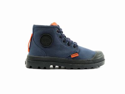 Botas Palladium PAMPA SUPPLY LEATHER Niños Indigo | Chile-36907