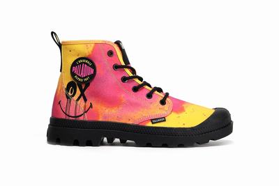 Botas Palladium PAMPA X SMILEY 50 Mujer Amarillo Rosas Naranjas | Chile-53706